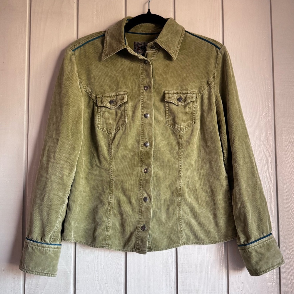 Vintage Indigo Palms Green Corduroy Lightweight Jacket